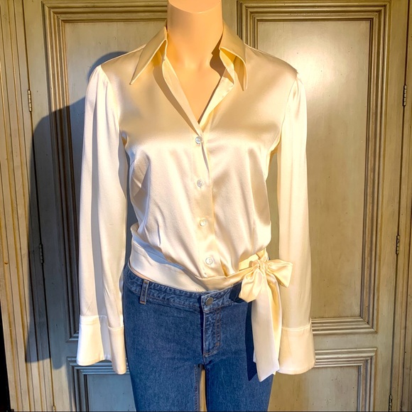 Trina Turk Tops - Trina Turk Silk & Spandex Tie Front Blouse